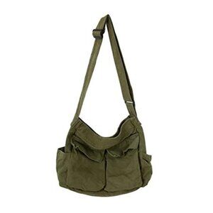 Cute Messenger Bag for Women Canvas Crossbody School Laptop Shoulder Bag Black